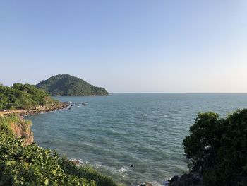 Scenic view of sea against clear sky