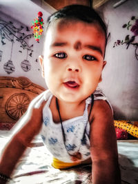 Portrait of cute girl at home