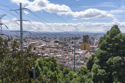 High angle view of townscape against sky