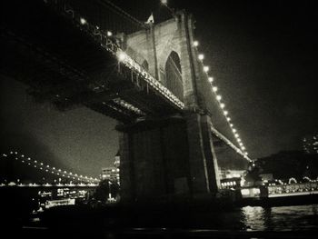 Bridge over river at night