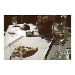 Wine glasses in restaurant