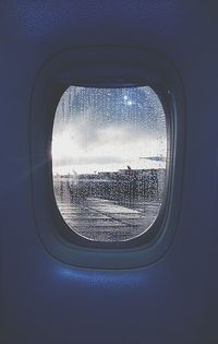 View of train seen through window