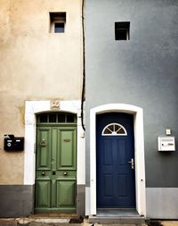 Close up of two doors