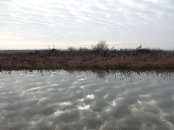 Scenic view of lake against sky