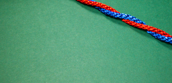 High angle view of ropes on table