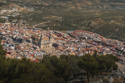 High angle view of townscape