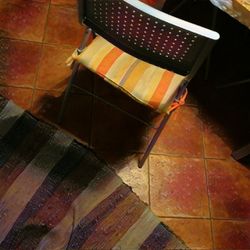 High angle view of tiled floor