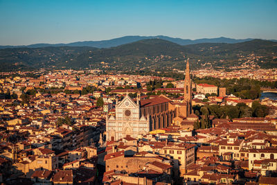 Panoramic city view from arnolfo tower - 95m-tall medieval tower to basilica of santa croce.