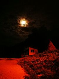 View of calm countryside landscape at night