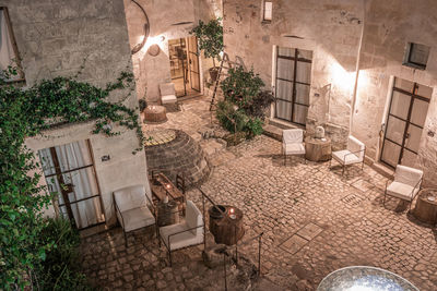 Potted plants outside building