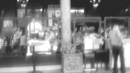 Blurred motion of people at night