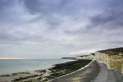 View of sea against cloudy sky