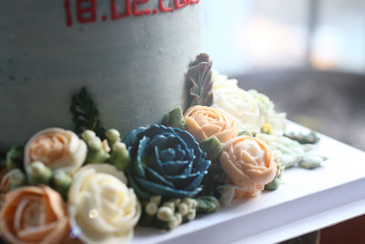 Close-up of fruits served on table