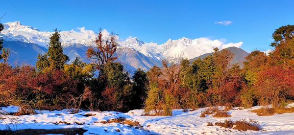 Scenic view of snowcapped mountains against sky himalayan range