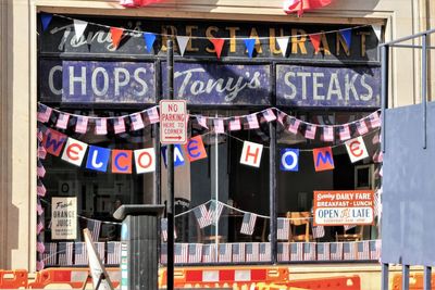 Information sign on store