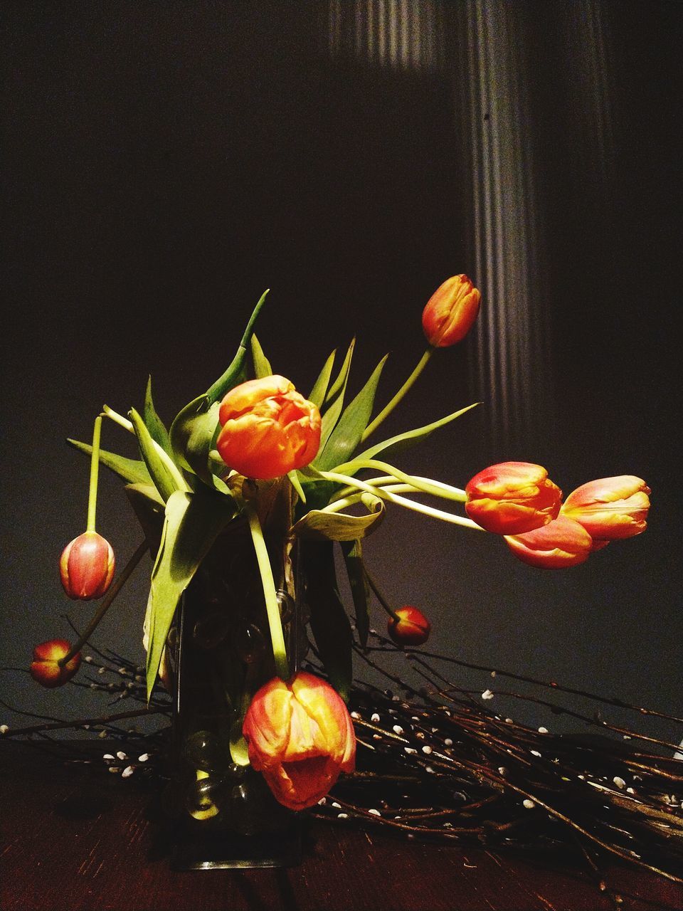 CLOSE-UP OF RED ROSE ON TABLE