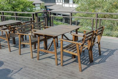 High angle view of empty dining table