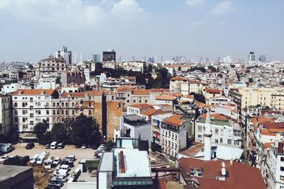 High angle view of townscape against sky