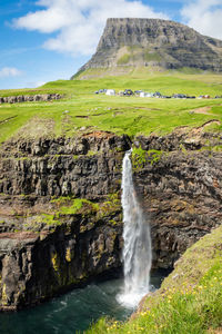 Scenic view of waterfall