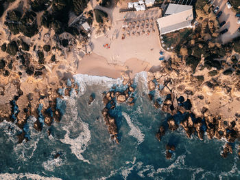 High angle view of people on beach