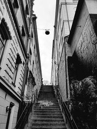 Low angle view of staircase against sky