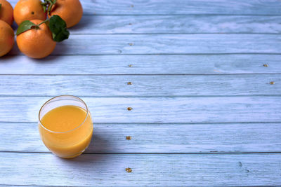 High angle view of oranges on table