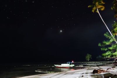 Scenic view of trees against sky at night