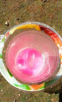 High angle view of drink in glass