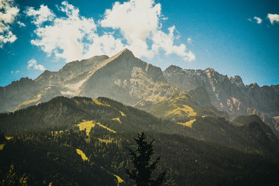 Scenic view of mountains against sky