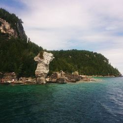 Scenic view of sea against cloudy sky