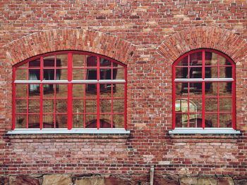 Full frame shot of red brick wall