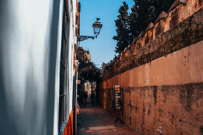 Narrow alley amidst buildings in city