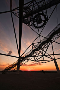 Viewing platform tetraeder in bottrop, germany at sunset