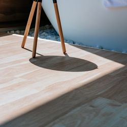 High angle view of empty chair at home