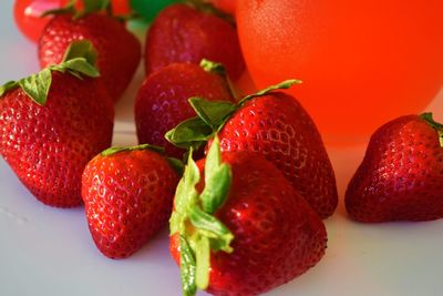 Close-up of strawberries on table