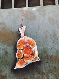 High angle view of ice cream on wall