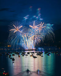 Firework display at night