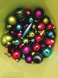 Close-up of multi colored candies on table