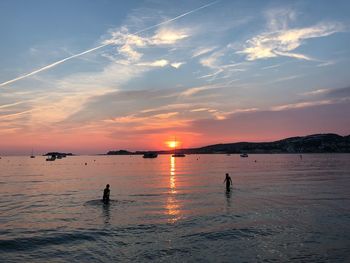 Scenic view of sea against sky during sunset