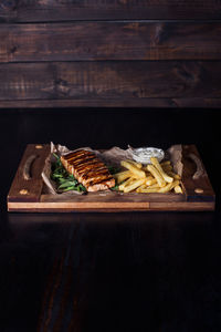 High angle view of vegetables on table