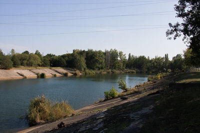 Scenic view of lake against clear sky