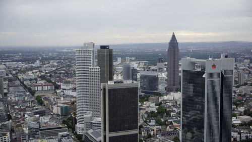 High angle view of buildings in city