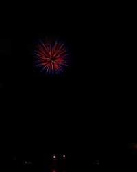 Low angle view of fireworks against sky at night