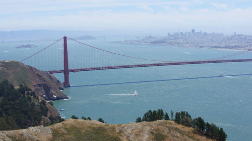 Suspension bridge over sea