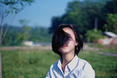 Young woman looking away