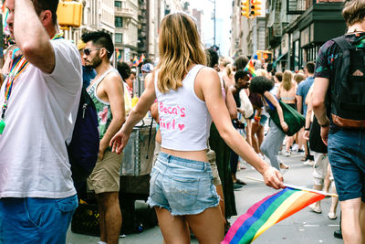 People on street in city