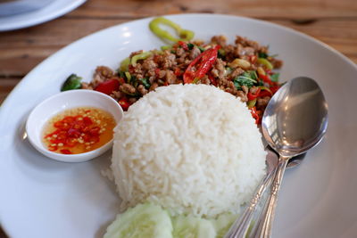 Close-up of meal served in plate