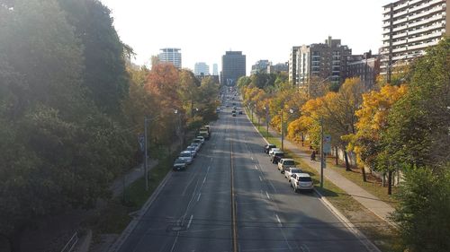 Road passing through city
