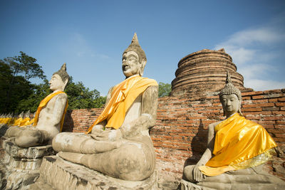 Statues of buddha in wat yai chai mongkhon temple