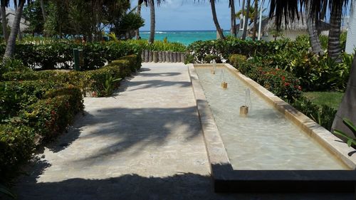 Footpath by sea in park